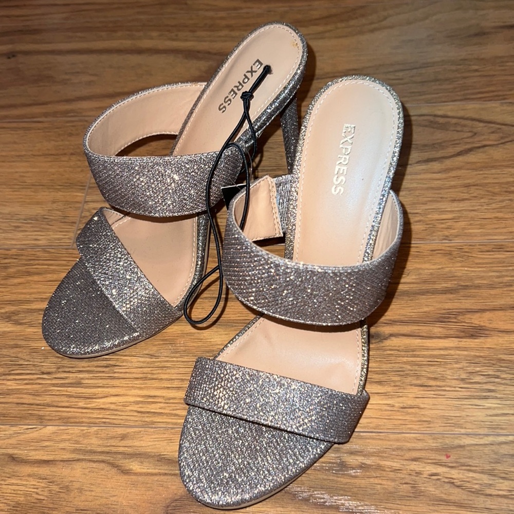 Silver sparkly Express heels